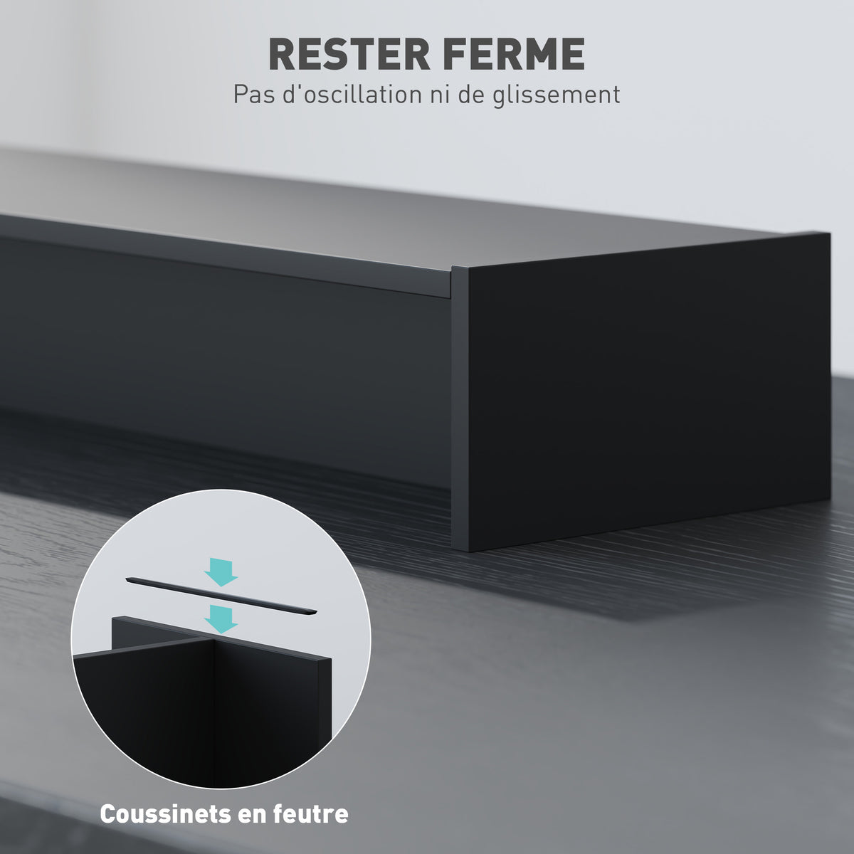 Rehausseur écran PC bureau support d'écran d'ordinateur de 100 cm support moniteur avec deux compartiments, noir-6