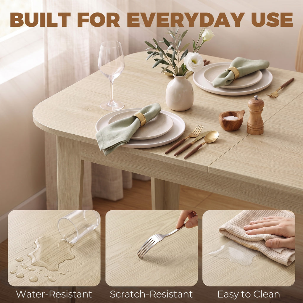Table à Manger Extensible pour 4 à 6 Personnes, 140-180 cm, Table de Cuisine Ovale avec Bords Arrondis, Chêne-7