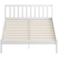 Cadre de lit en bois massif 140x190 cm lit simple avec tête de lit et sommier à lattes solide pour enfants adultes-0