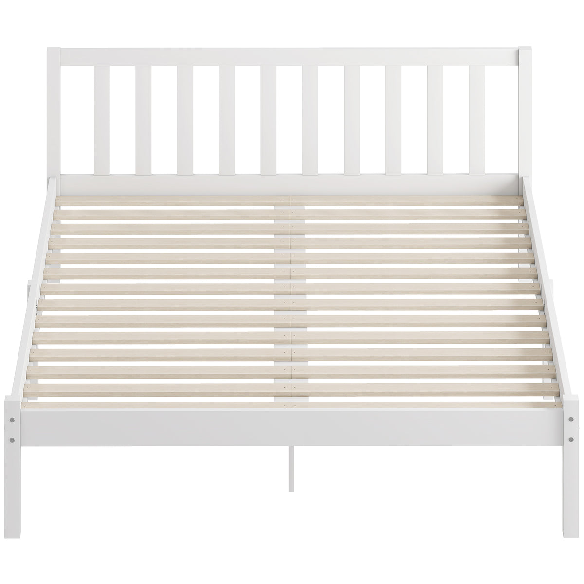 Cadre de lit en bois massif 140x190 cm lit simple avec tête de lit et sommier à lattes solide pour enfants adultes-0