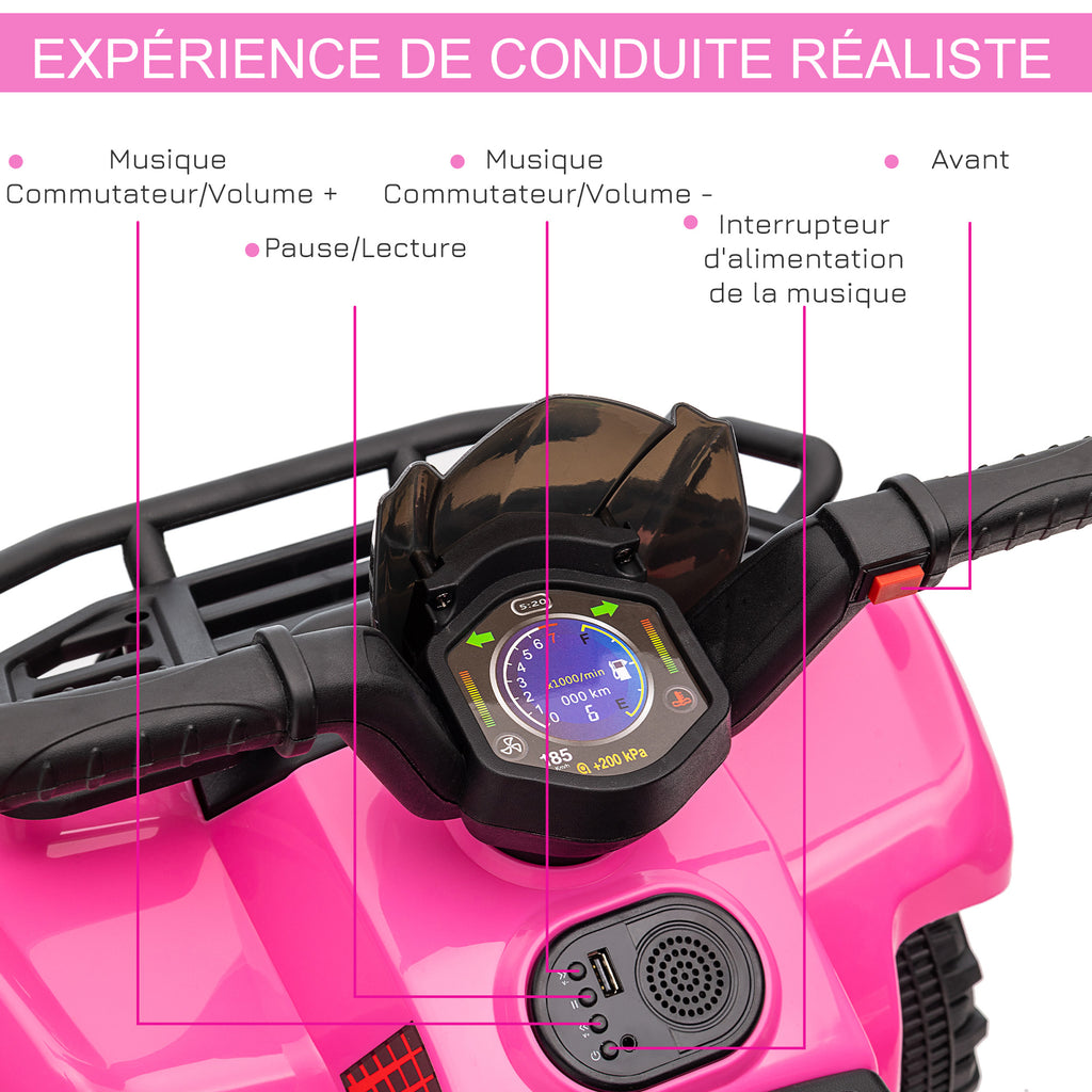 Quad buggy voiture électrique enfant quad électrique 18-36 mois 6 V 2 Km/h max. rose-5