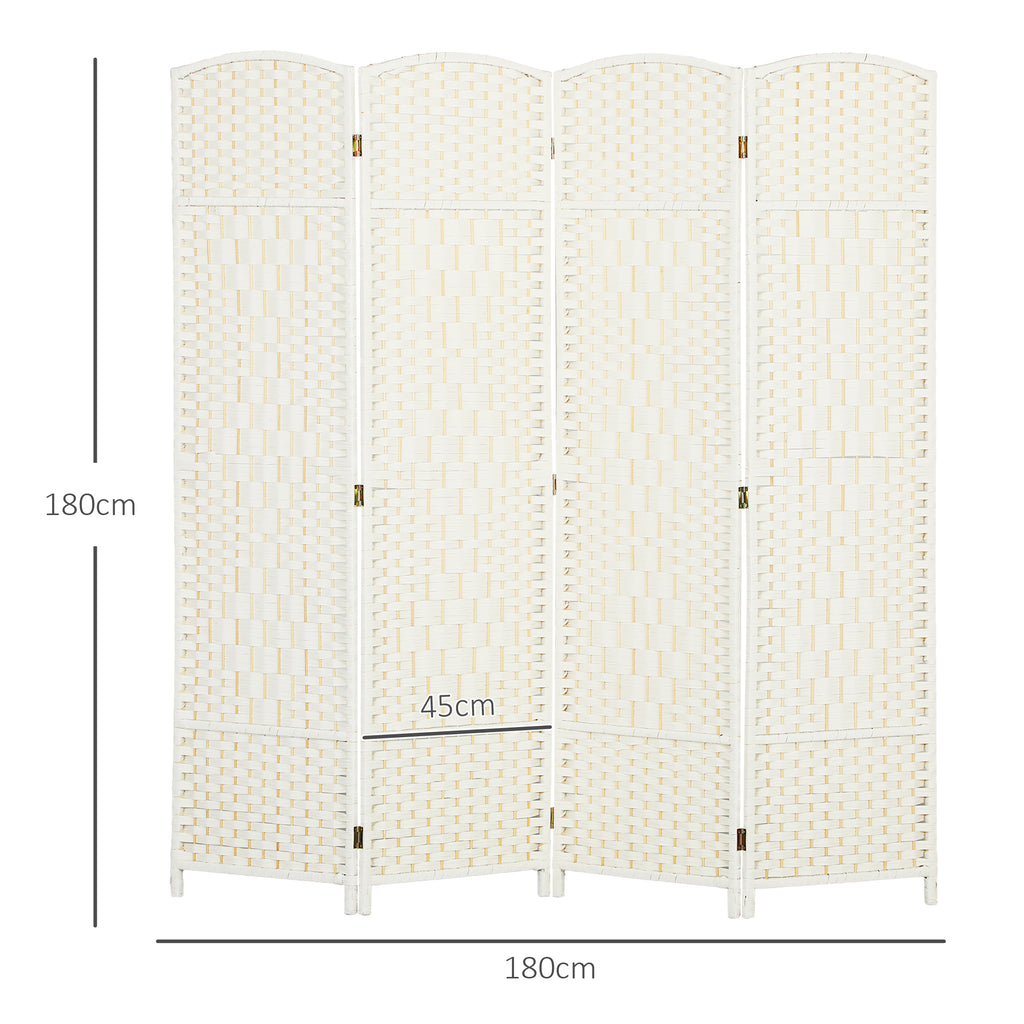 Paravent intérieur en bois 4 panneaux séparateur de pièce pliable pour salon chambre 180 x 180 cm blanc-2