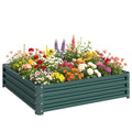 Carré potager de jardin tôle d'acier ondulée 120 x 120 x 30 cm vert foncé-0