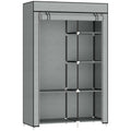 Armoire penderie multi-rangement - 6 étagères, 1 barre - non tissé gris clair-0