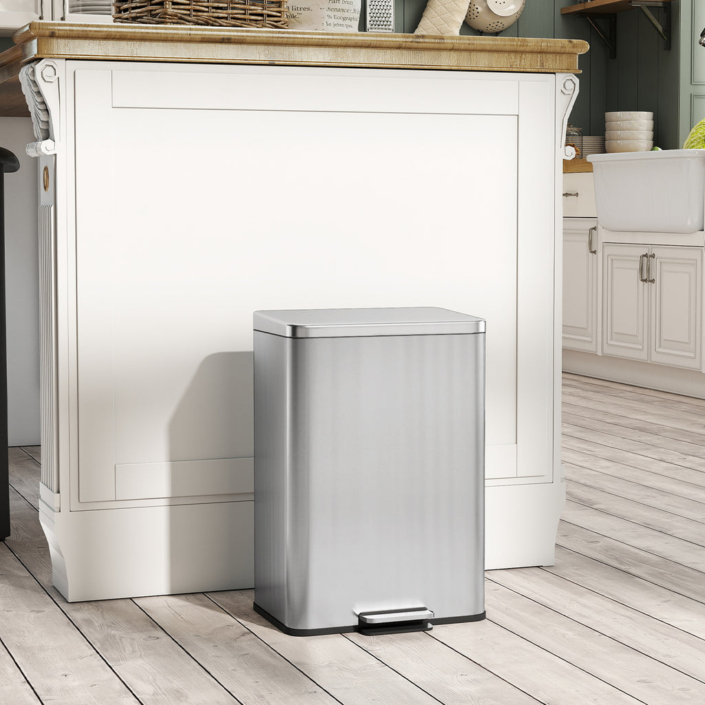 Poubelle de Cuisine 20 L en Acier Inoxydable, Poubelle avec Pédale, Couvercle à Fermeture Douce, Argenté-7