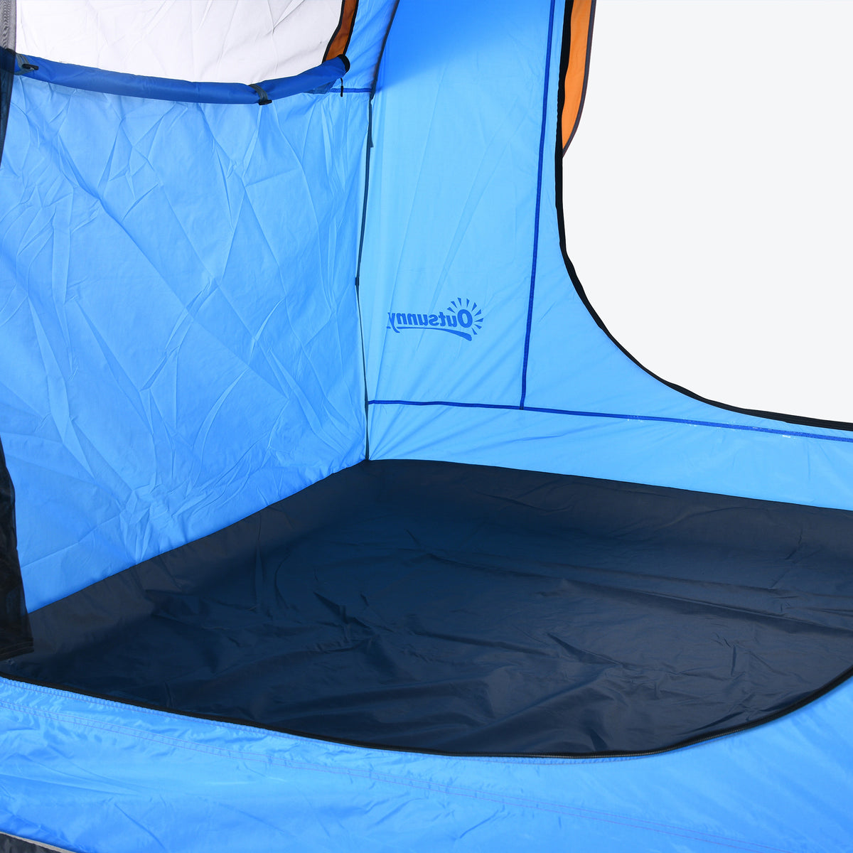 Tente de voiture pour SUV hayon 5-6 personnes avec 3 portes, fenêtre en maille, pour trekking, randonnée, bleu et orange-6