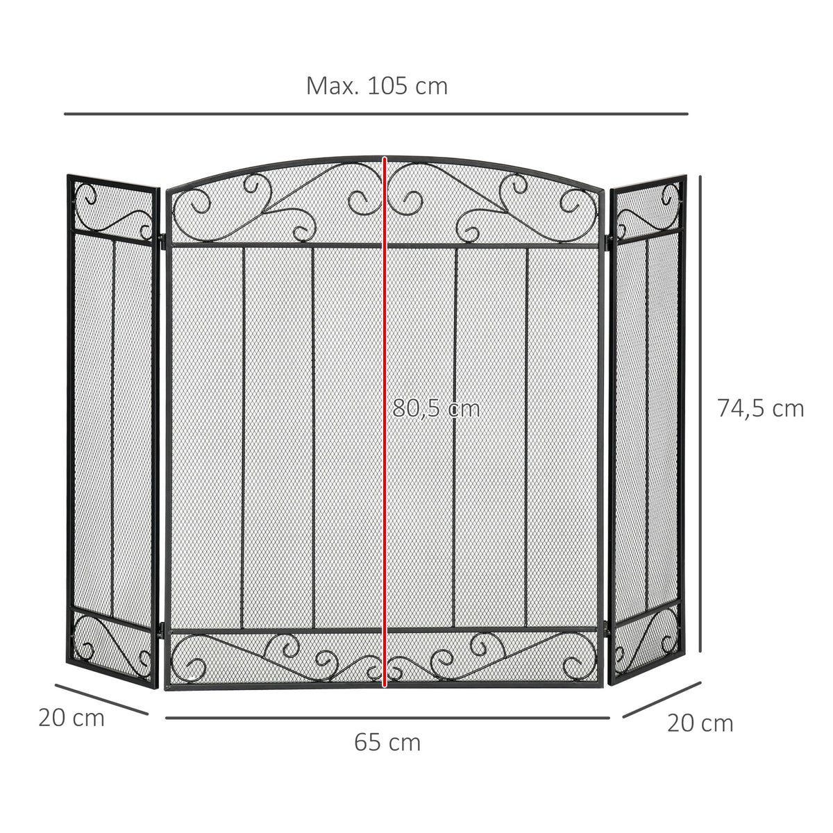 Grille de Protection pour cheminée - Pare-feu Large pour cheminée ou poêle - Pare-étincelles - barrière de sécurité - 3 Volets Pliables - Acier métal Noir-2