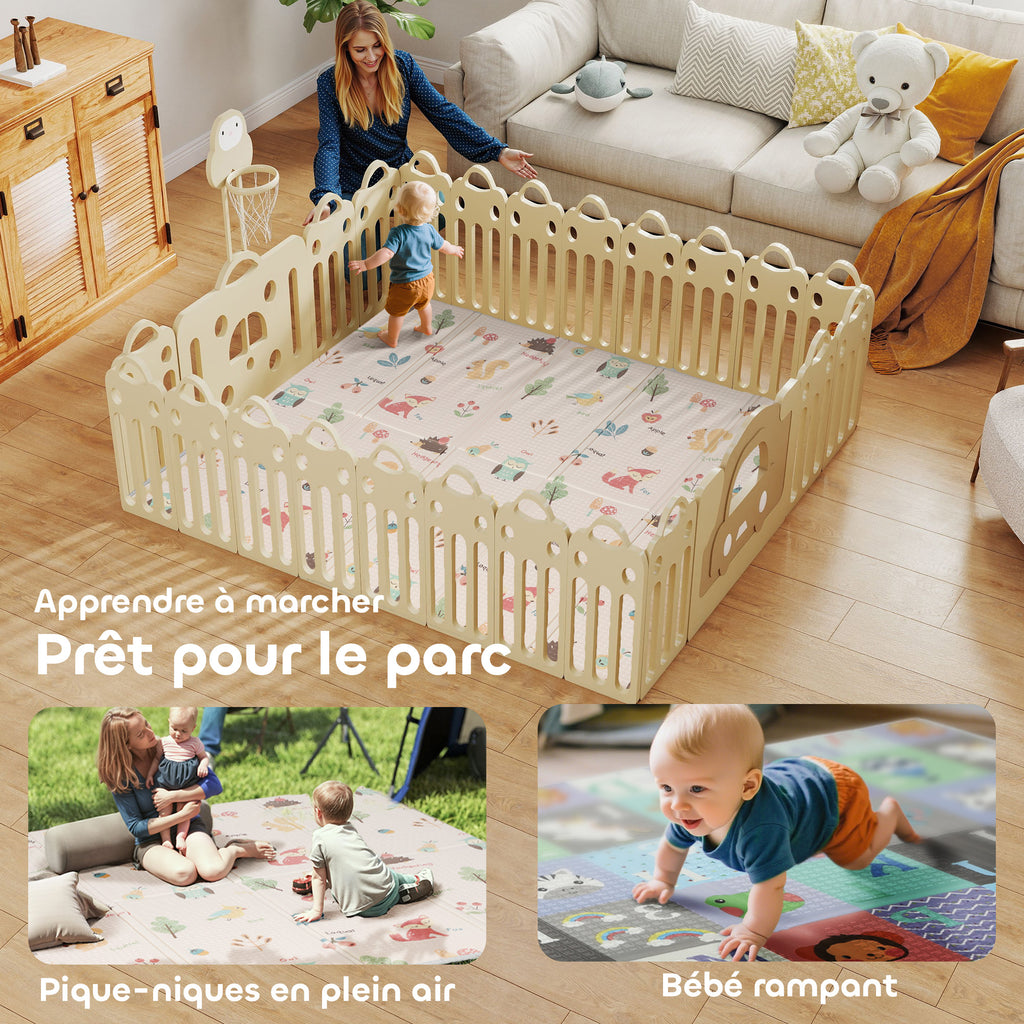 Tapis de jeu pour bébé pliable et réversible, tapis de sol en mousse épais, 180 x 150 x 1 cm, multicolore-7