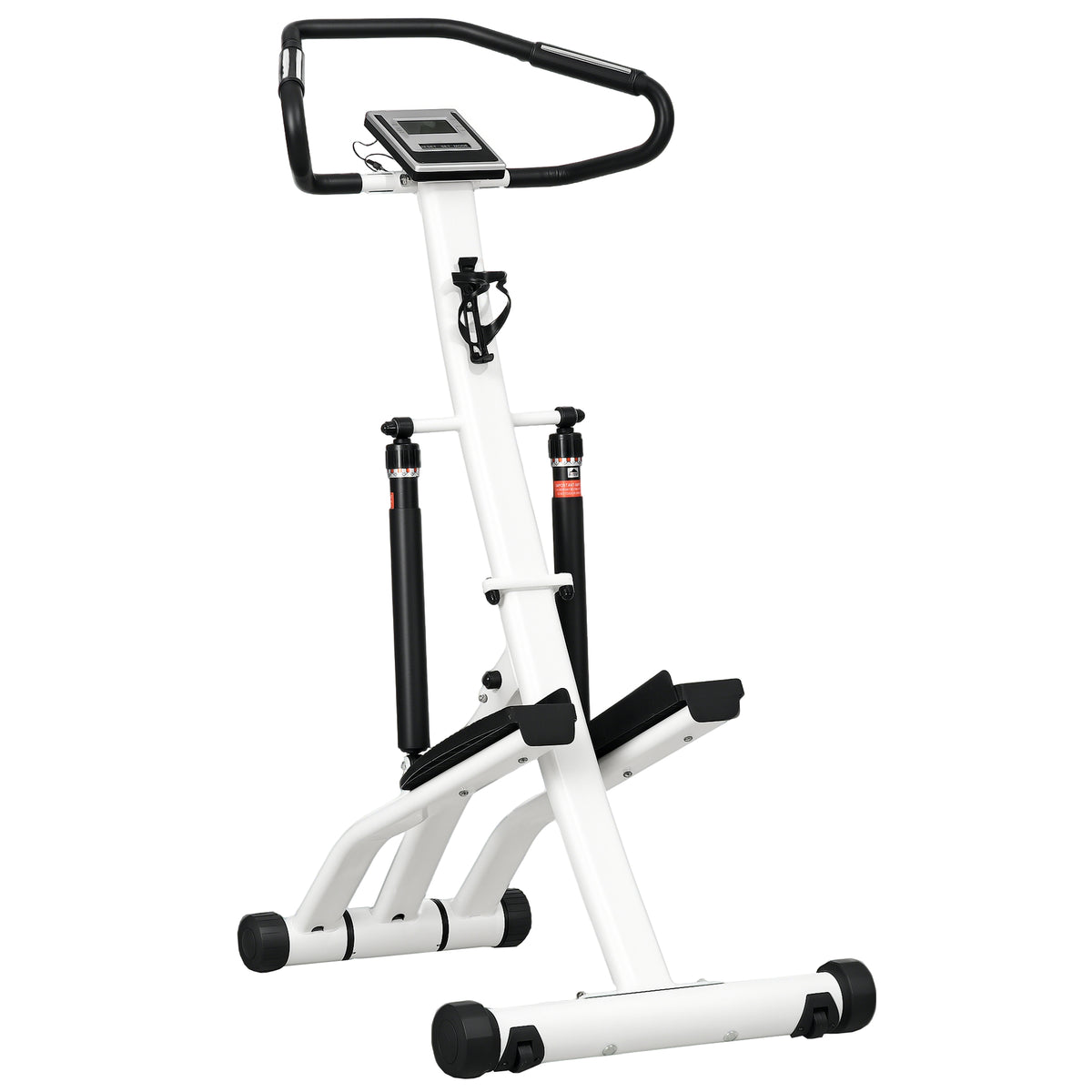 Stepper avec guidon 12 niveaux de résistance réglables, écran LCD, 2 roues et pédales antidérapantes, blanc et noir-0