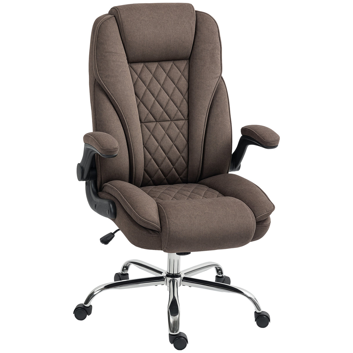 Fauteuil de bureau, chaise bureau ergonomique, hauteur réglable, accoudoirs relevables, 70 x 70 x 114-122 cm, marron-0