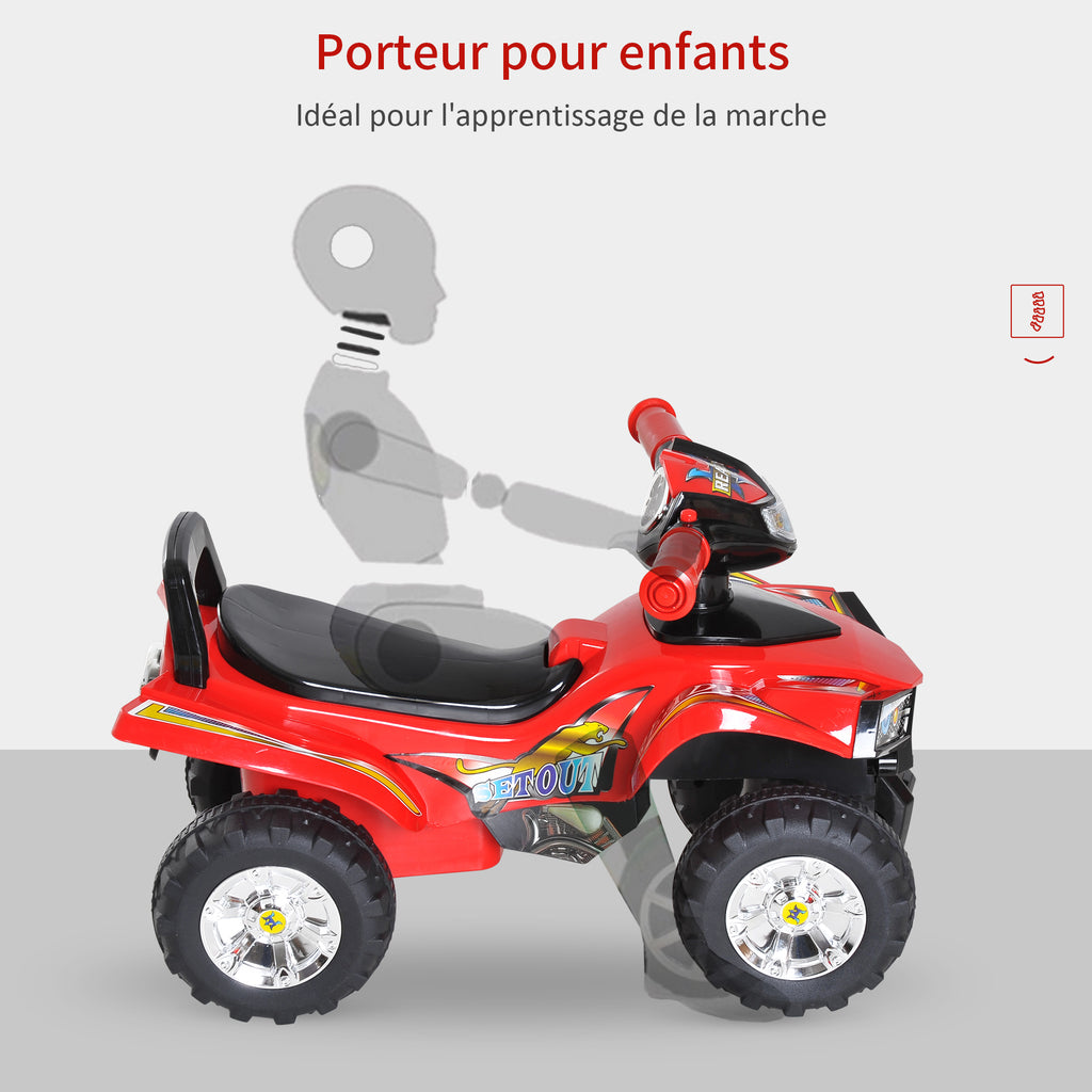 Porteur Enfants Quad 12-36 Mois dim. 60L x 38l x 42H cm Effets Lumineux et sonores Rouge Noir-5