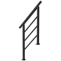 Rampe d'Escalier Extérieure pour 1 à 3 Marches, Main Courante Escalier en Métal avec Kit d'Installation, Noir-0