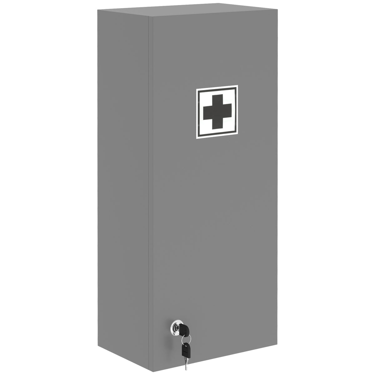 Armoire à pharmacie murale avec serrure, 5 étagères et tablettes réglables, bois et verre, gris, 30x20x70cm-0