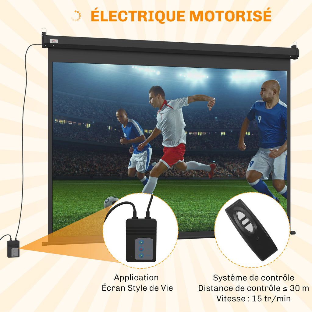 Écran vidéoprojecteur motorisé et électrique 84 Pouces, 4:3 4K HD, panneau de commande et télécommande-3