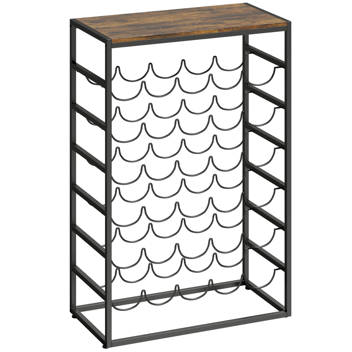 Casier à bouteilles pour 30 bouteilles, étagère à vin avec 6 niveaux, style industriel, 59x30x88,5cm, brun rustique-0
