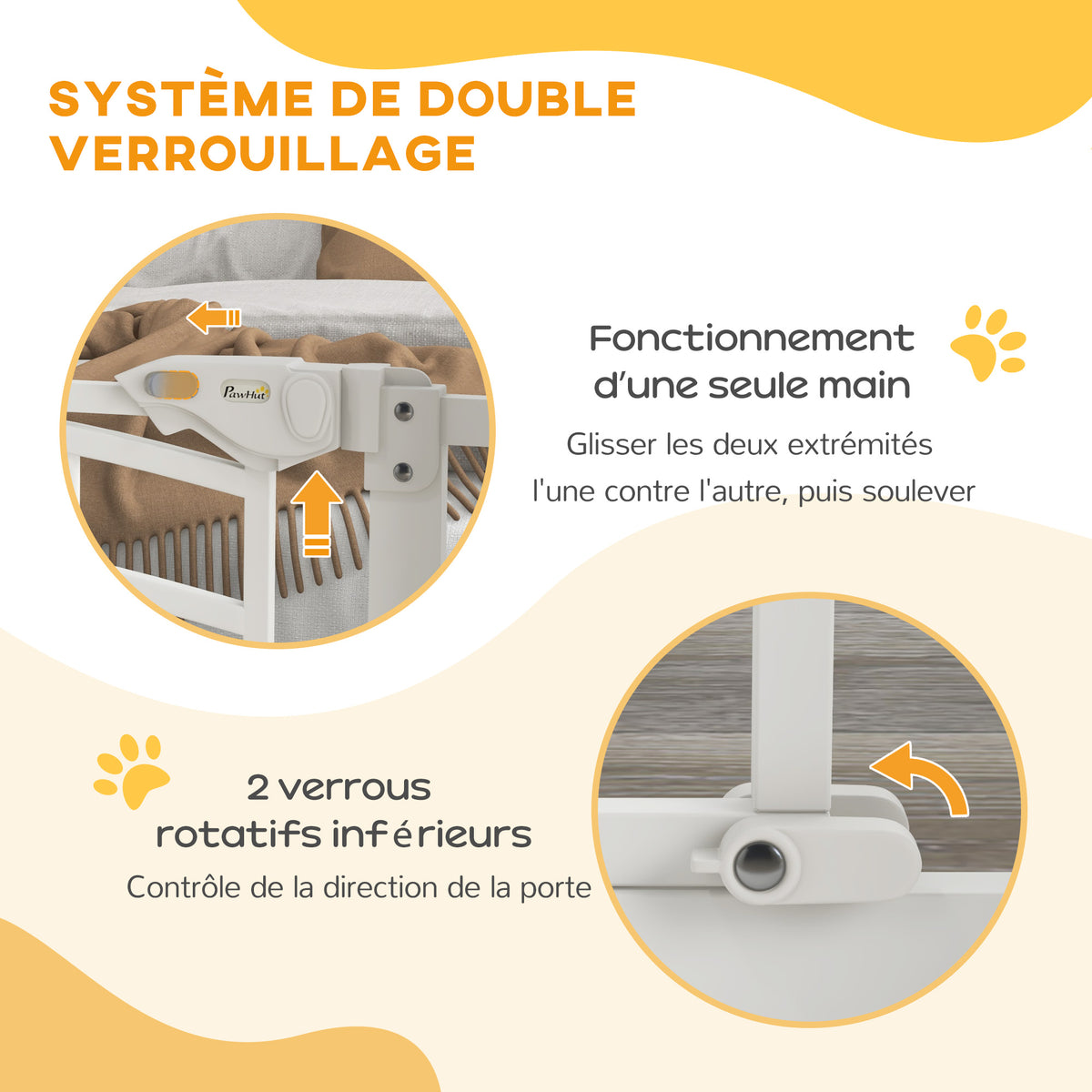Barrière de sécurité animaux chien porte fermeture automatique sans perçage de 74 à 80 cm acier noir-4