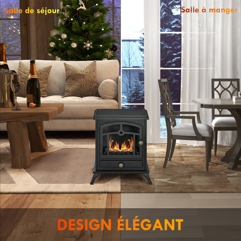 Cheminée bioéthanol sur Pied, brûleur 1,2 L, environ 3 h de durée de combustion Dim. 45L x 28l x 54H cm Acier Noir-5