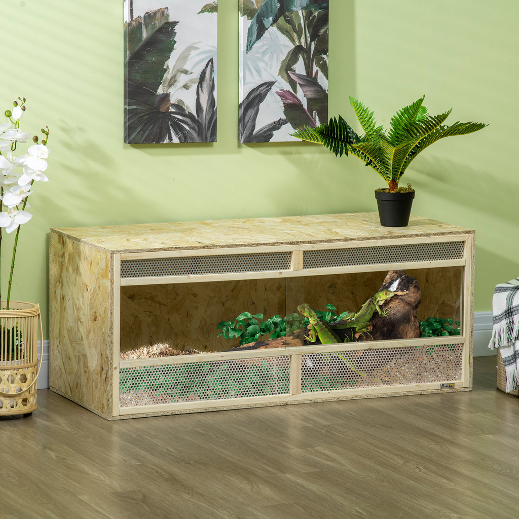 Terrarium en bois OSB pour reptiles avec porte coulissante en verre - 120 x 50 x 50 cm naturel-9