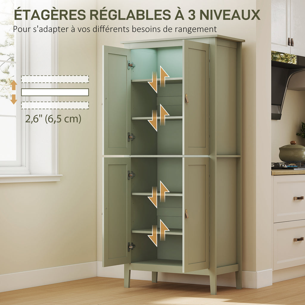 Buffet cuisine, meuble cuisine rangement haut avec LED réglable et détecteur de mouvement, 80 x 40 x 176,5 cm, vert-5