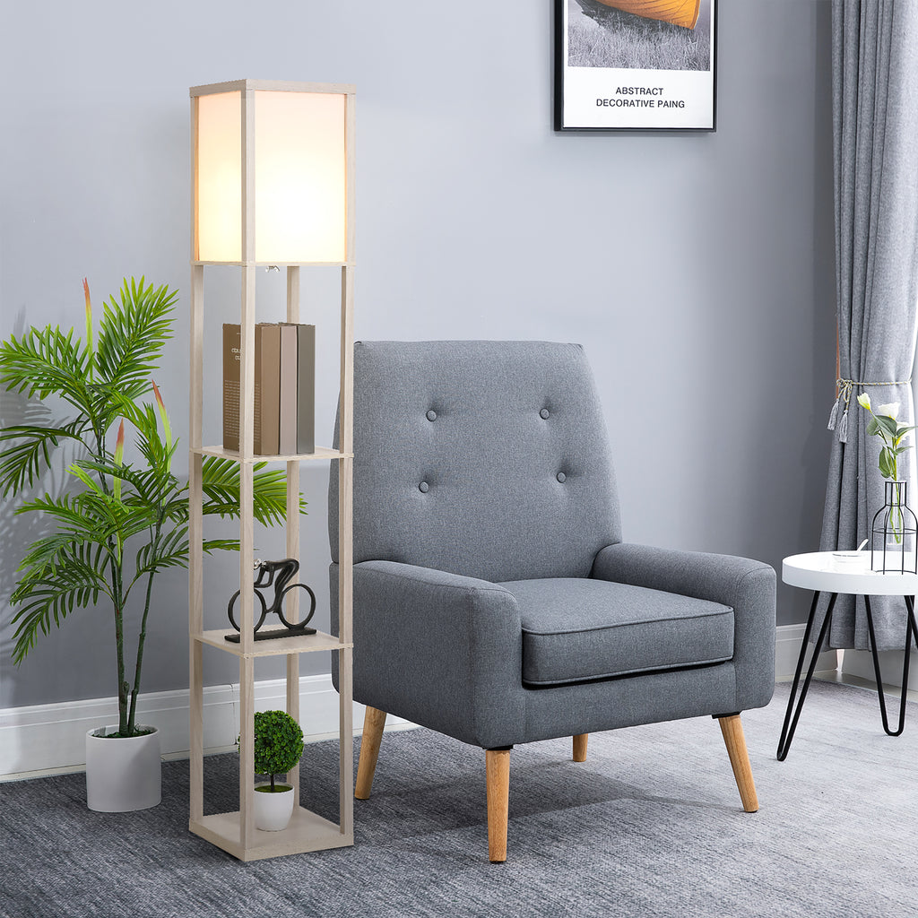 Lampadaire étagère 26L x 26l x 160H cm 3 étagères 4 Niveaux MDF chêne-9