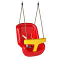 Balançoire pour enfants, balançoire bébé extérieure, dossier haut, barre de sécurité, hauteur ajustable, rouge et jaune-0