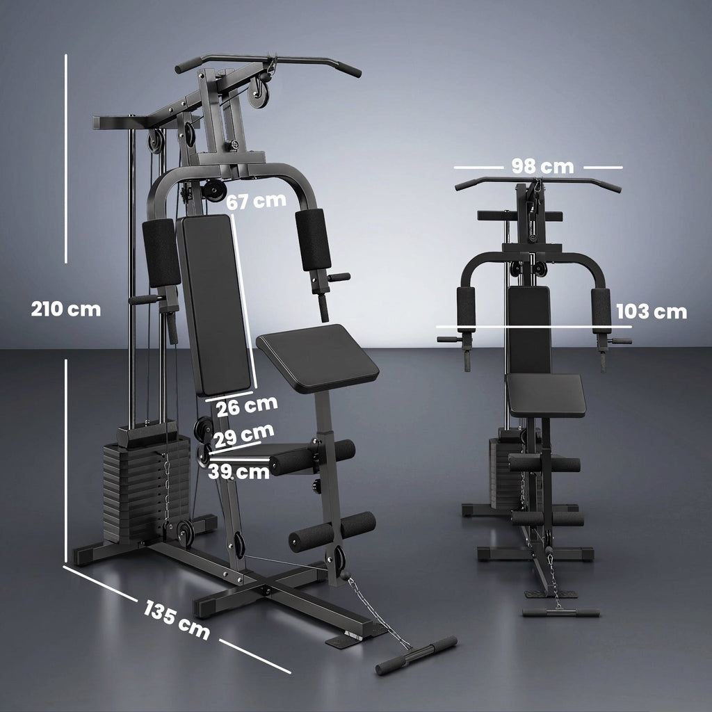 Station de musculation fitness - Collaboration .fr x FFHandball - 12 blocs de poids - 135 x 103 x 210 cm-2