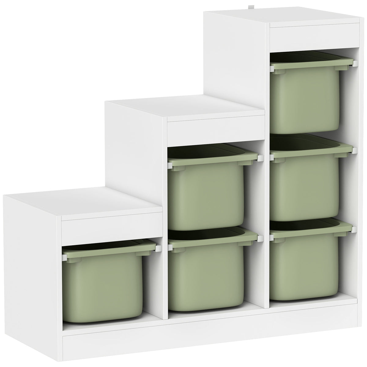 Meuble de rangement pour jouets des enfants avec 6 bacs amovibles, 3 niveaux de rangement, 96 x 38,5 x 90, vert-0