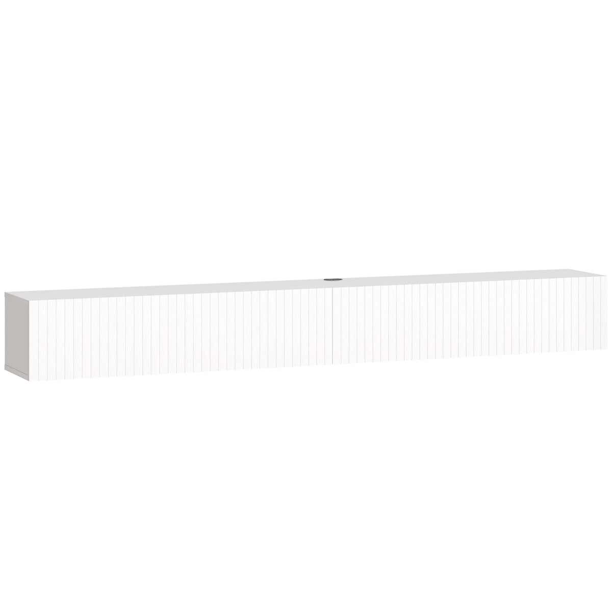 Meuble TV suspendu 180cm, meuble télé pour téléviseur 72 pouces, 2 portes rabattables, 180x25x22cm, blanc-0