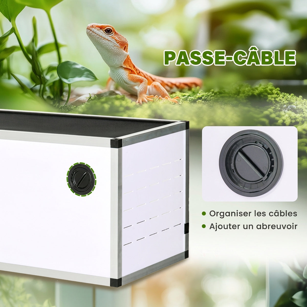 Terrarium en Aluminium Enclos en Maille pour Amphibiens Araignées et Reptiles 120 x 40 x 40 cm Blanc-4