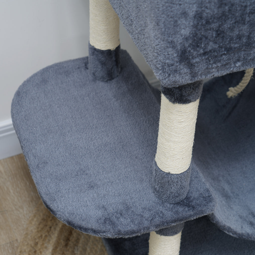 Arbre à chat 206 cm tour de jeux pour chat en peluche plusieurs niveaux idéal pour 1-3 chats 60 x 50 x 206 cm gris foncé-8