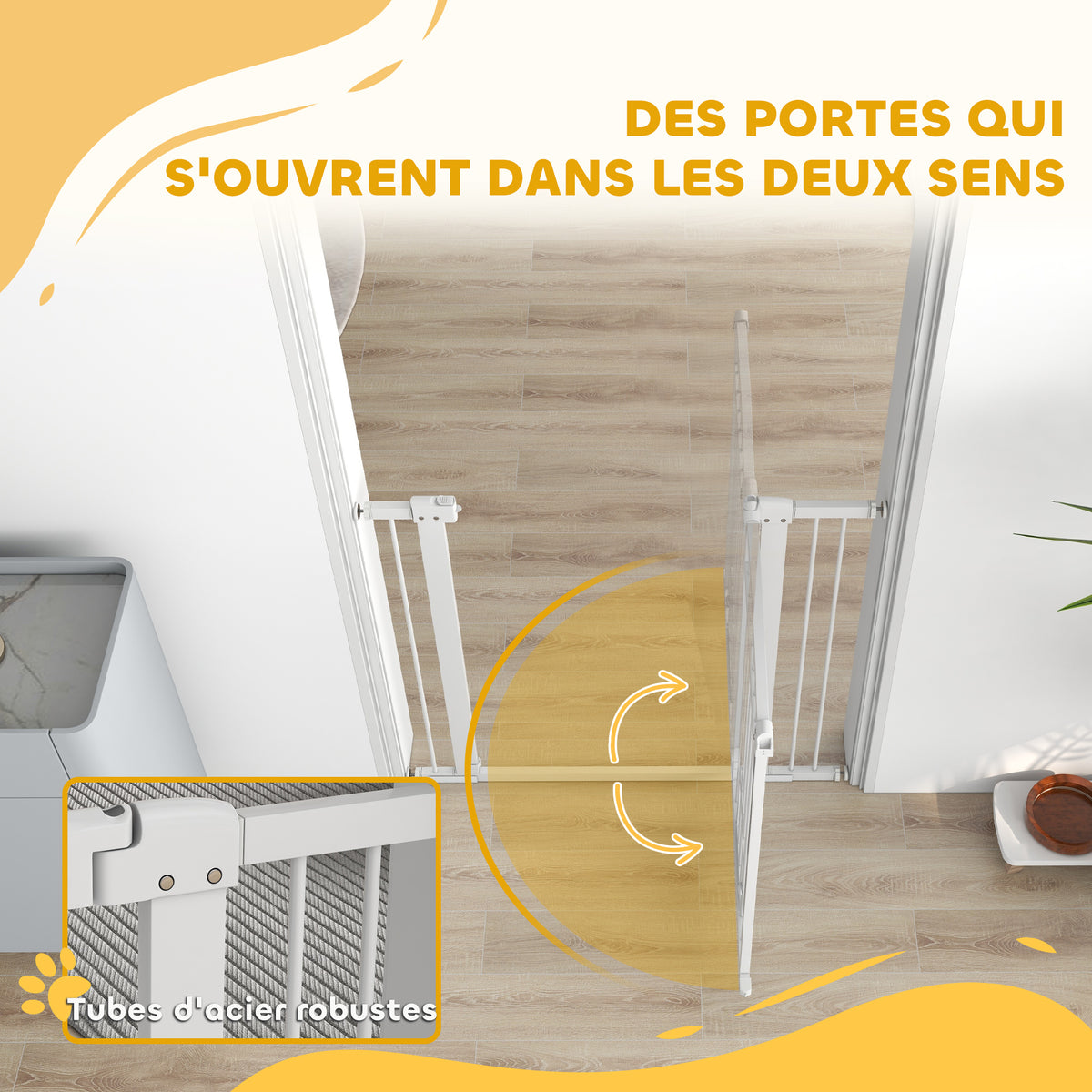 Barrière de sécurité chien système de double verrouillage montage par pression ou perçage largeur 76-104 cm blanc-7