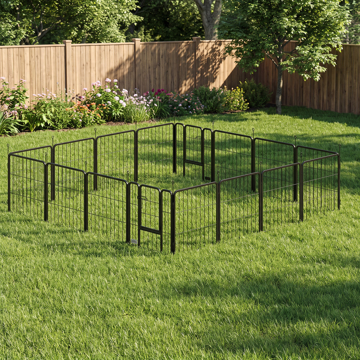 Parc pour chien, parc pour animaux, 16 panneaux, clôture portable pliable, sécurisé, noir-1
