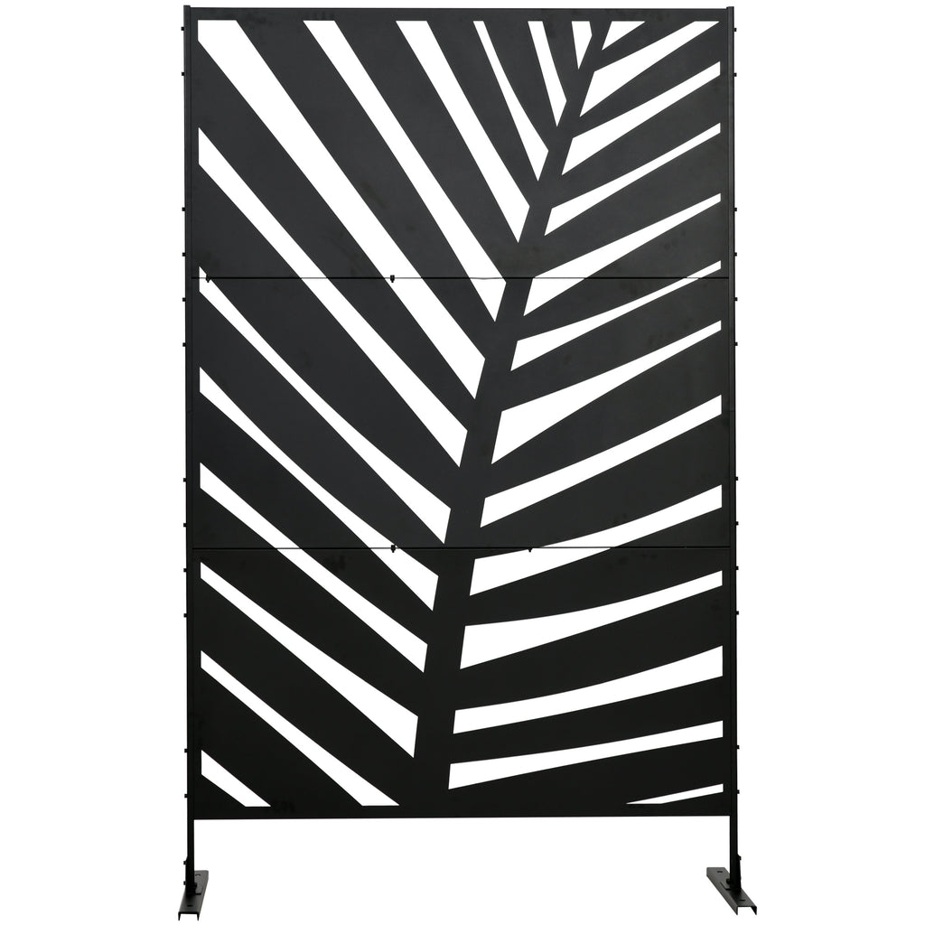 Paravent séparateur de jardin balcon décoratif extérieur à motif végétal en acier 122 x 45 x 198 cm noir-6