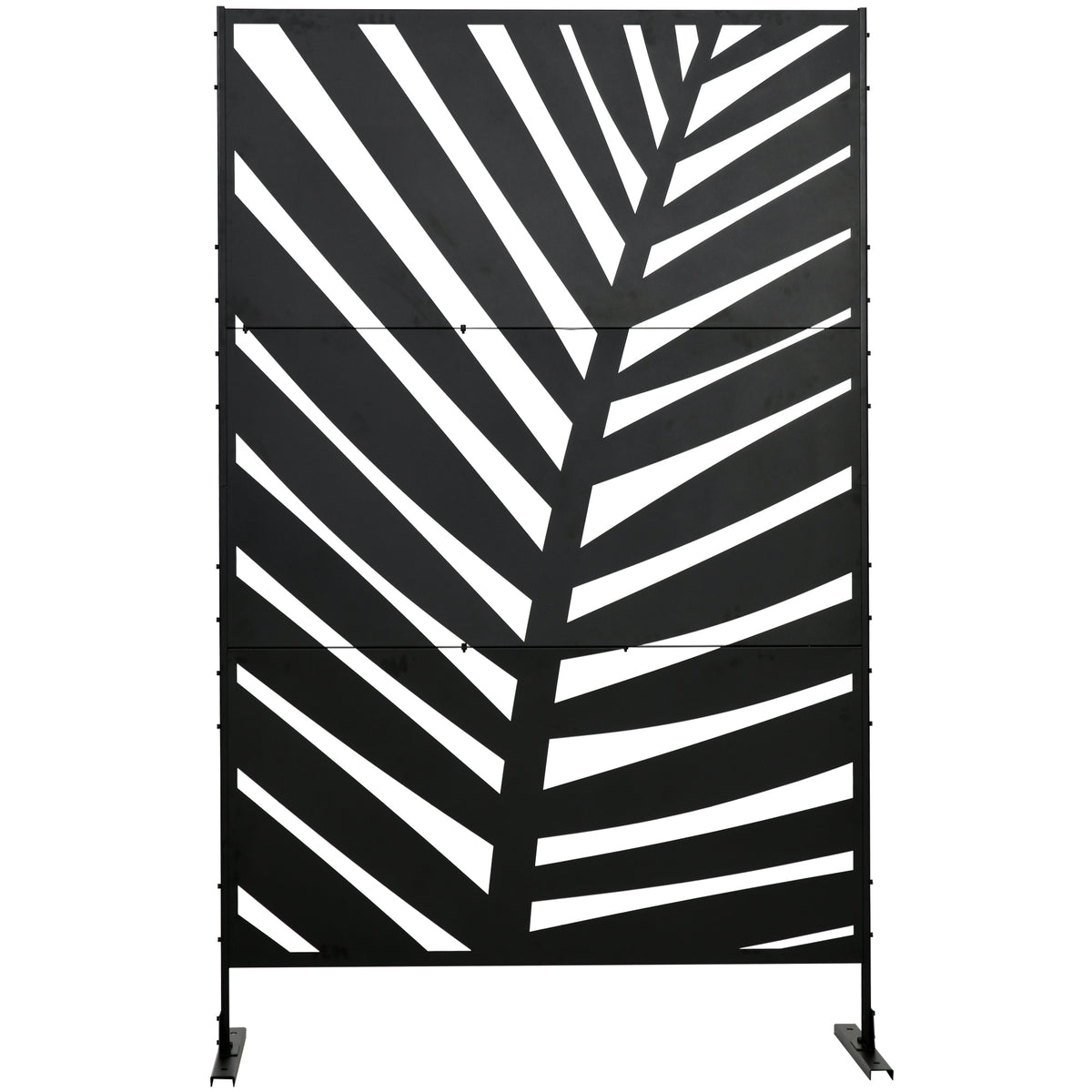 Paravent séparateur de jardin balcon décoratif extérieur à motif végétal en acier 122 x 45 x 198 cm noir-6