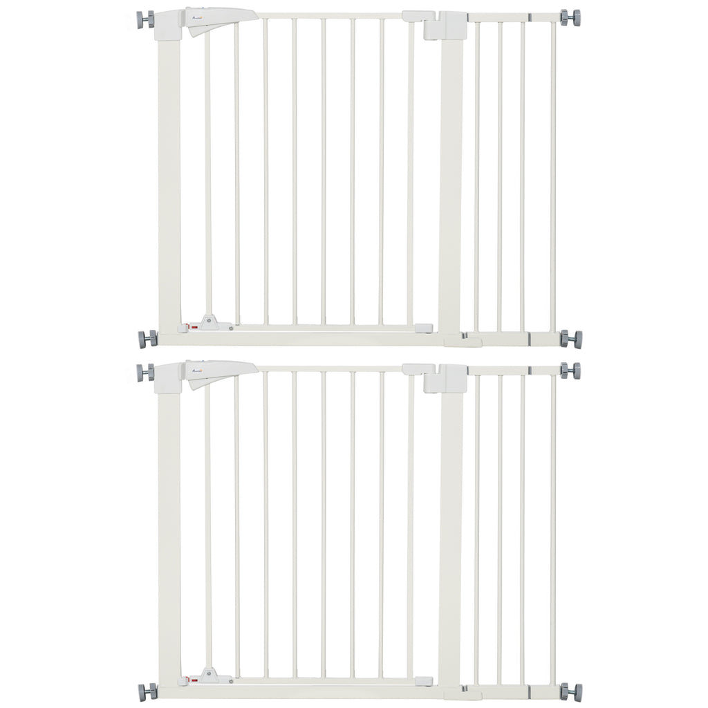 Lot de 2 barrières de sécurité pour chien animaux sans perçage avec fermeture automatique largeur 76-103 cm blanc-0