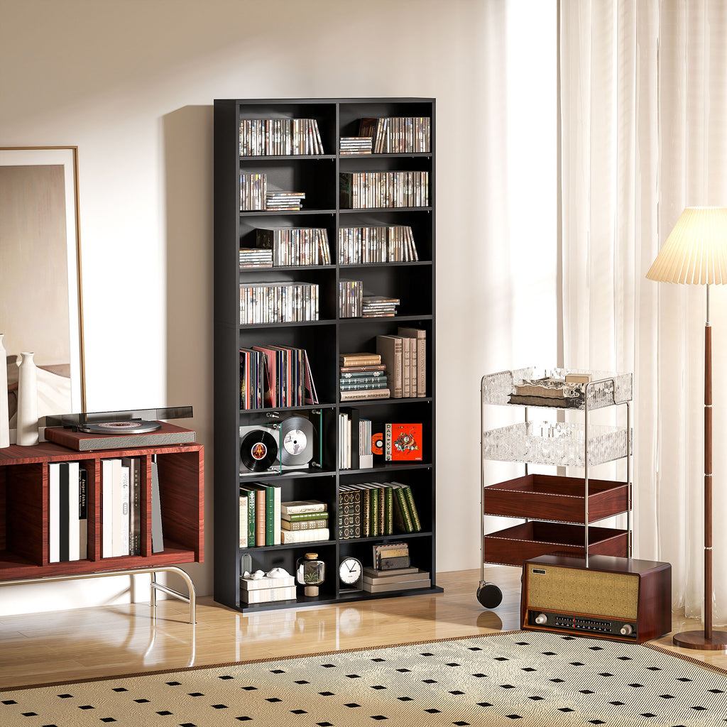 Rangements pour CD et DVD 18 compartiments capacité max. 640 CD/360 DVD 430 Blu-ray 78,5 x 24 x 175 cm noir-1