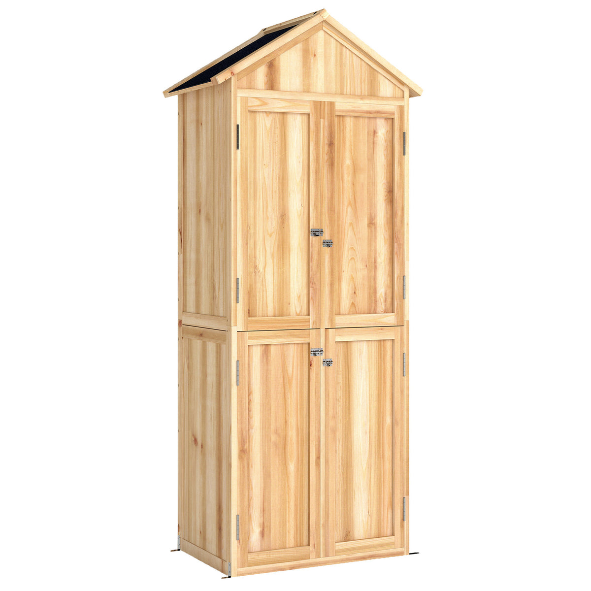 Armoire de Jardin en Bois Abri à Outils Rangement Extérieur Toit en Pointe en Asphalte 82x50x190cm Bois Naturel-0