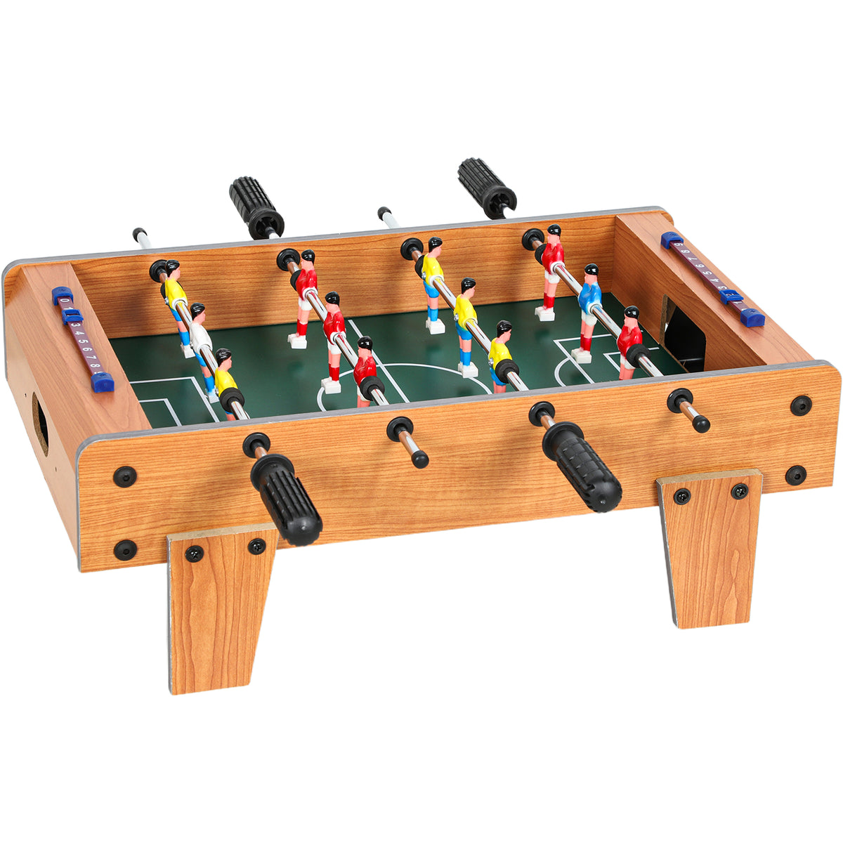Mini Babyfoot Jeu de Table Baby-Foot Panneaux de Score et 2 Balles 50,6x50,5x18cm Finition Bois Naturel-0
