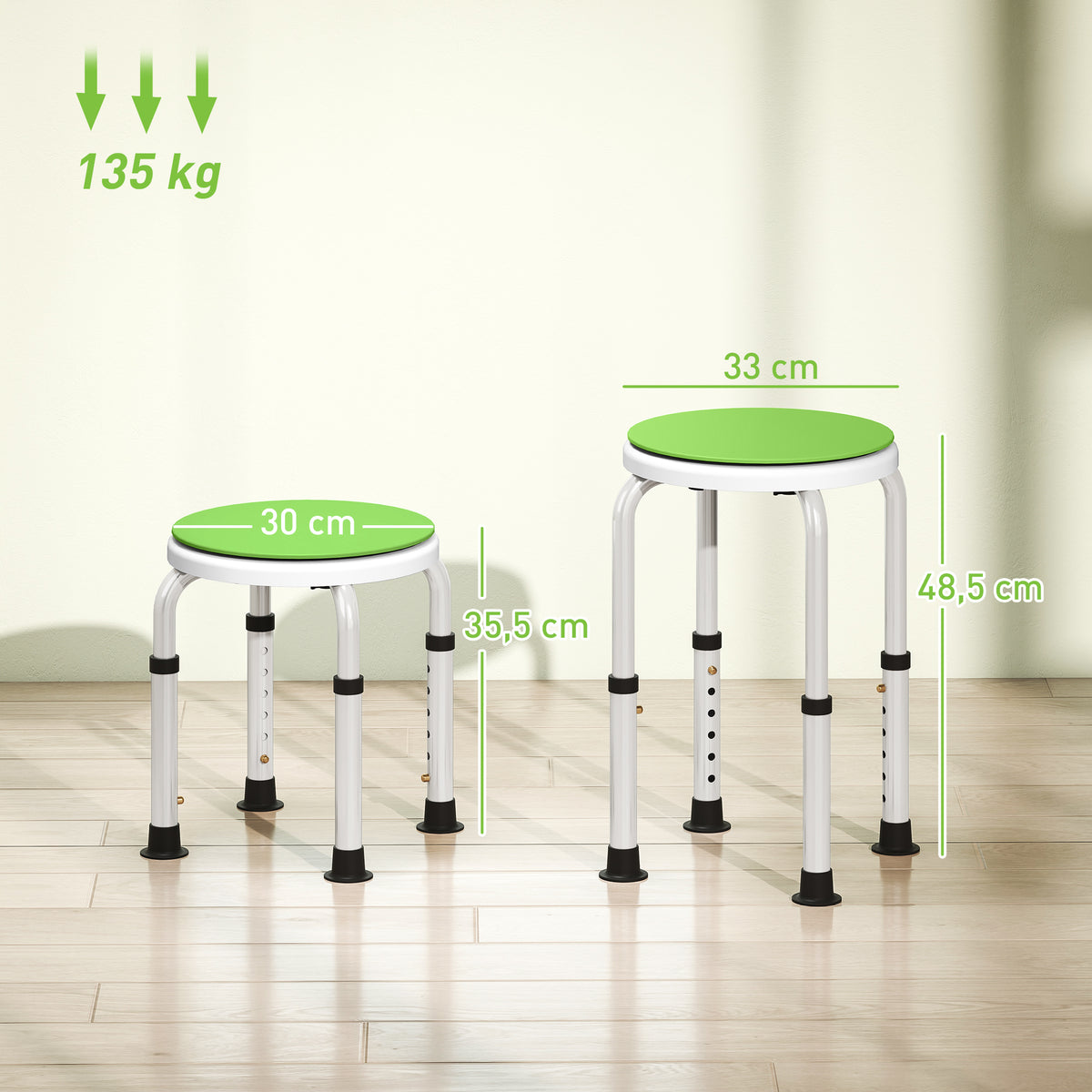 Tabouret de douche siège de douche antidérapant tabouret de bain hauteur réglable pivotant à 360° en aluminium-2