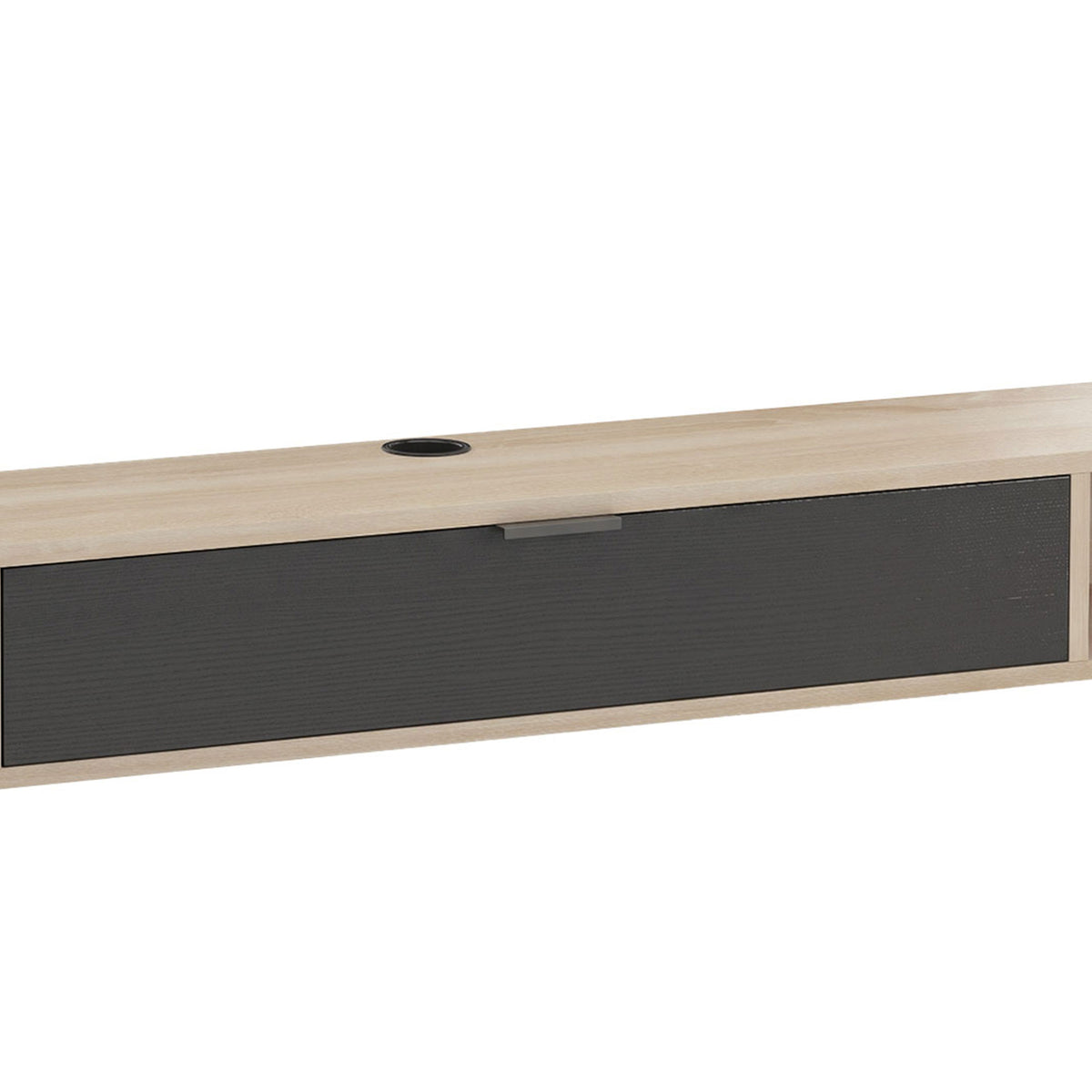 Meuble TV suspendu, meuble télé pour téléviseur jusqu'à 75 pouces, tiroir rabattable 2 étagères 180x24x16cm bois naturel-9