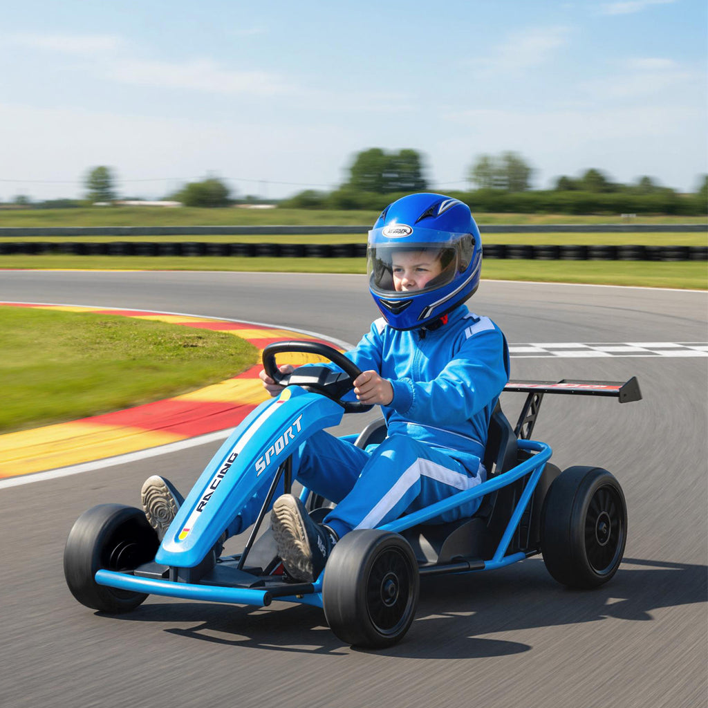 Voiture électrique GoKart kart électrique pour enfants 2 x 24 V moteurs mode dérive à 13 km/h 119 x 77 x 54 cm bleu-9
