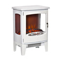 Cheminée électrique poêle Style néo-rétro 900-1800 W Simulation Flammes LED luminosité réglable Acier ABS Blanc-0