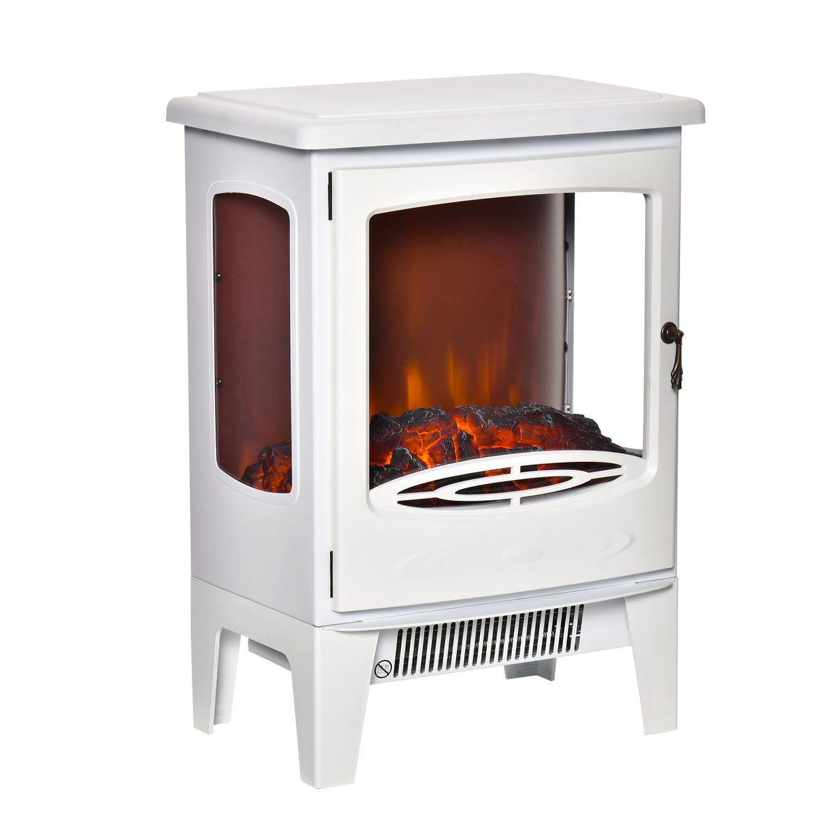 Cheminée électrique poêle Style néo-rétro 900-1800 W Simulation Flammes LED luminosité réglable Acier ABS Blanc-0