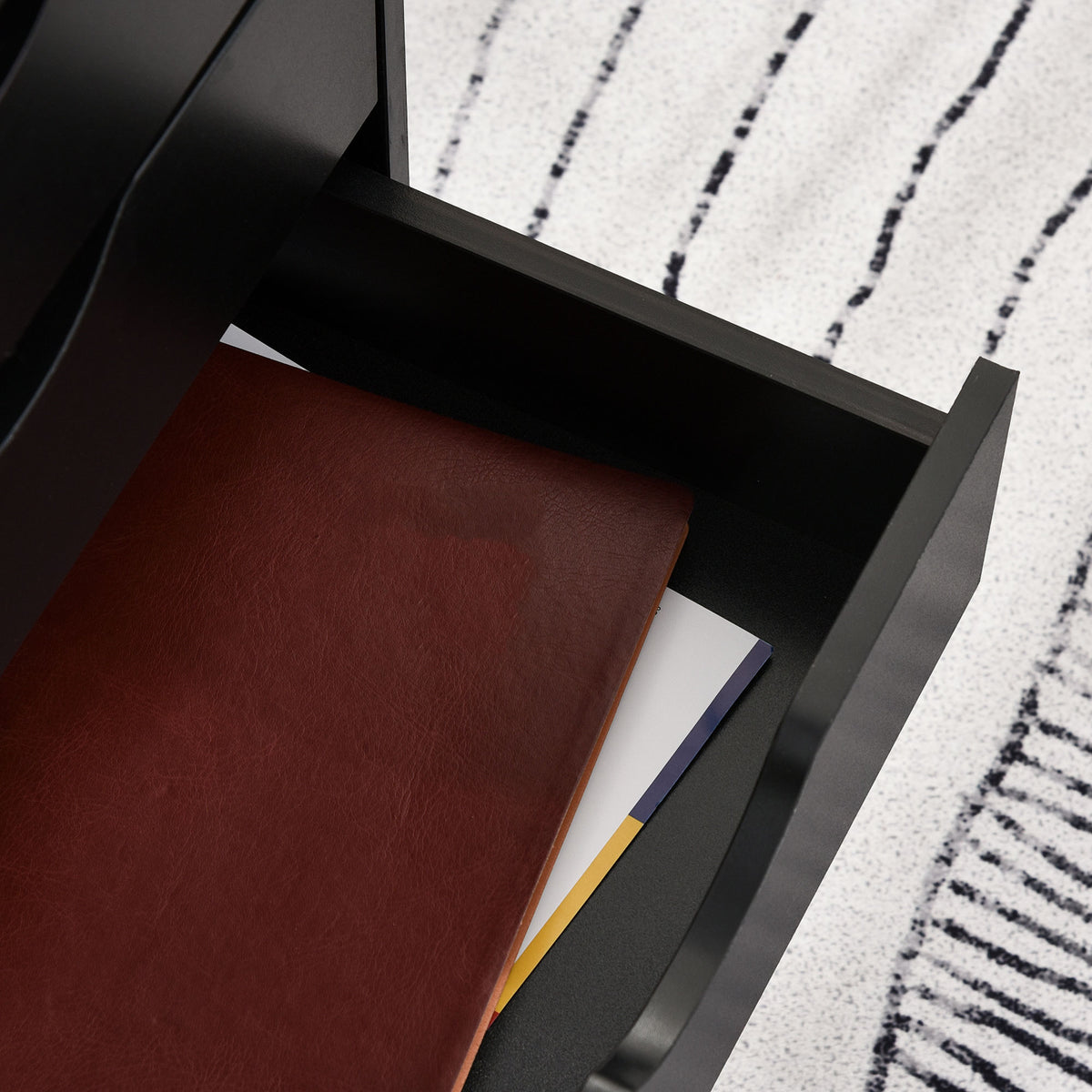 Caisson bureau mobile, meuble rangement bureau sur roulettes, 5 tiroirs, 40 x 40 x 67 cm, noir-6