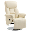 Fauteuil de relaxation inclinable pivotant repose-pied réglable, jusqu'à 150 kg, pour salon, chambre, home cinéma, crème-0