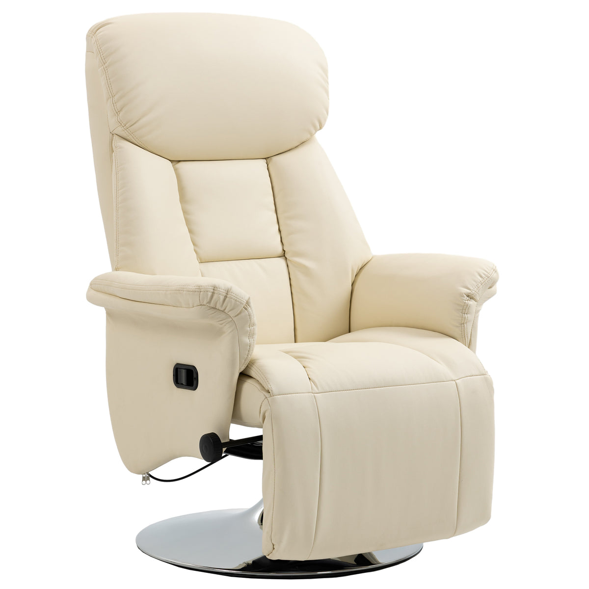 Fauteuil de relaxation inclinable pivotant repose-pied réglable, jusqu'à 150 kg, pour salon, chambre, home cinéma, crème-0