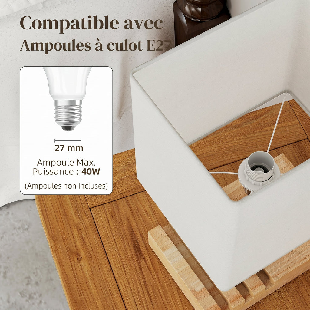 Lampe de chevet avec USB A+C, lampe de table moderne, 3 supports pour téléphone, ampoules non incluses, blanc-5