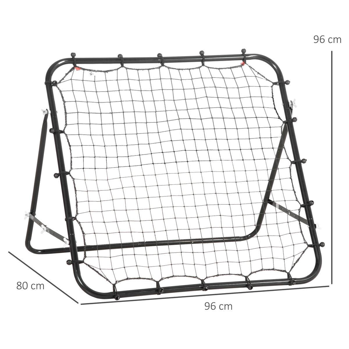 Filet de rebond en métal angle réglable 20 cordes élastiques pour entraînement de football, tennis 96 x 80 x 96 cm, noir-2