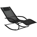 Chaise longue à bascule rocking chair ergonomique avec tétière accoudoirs métal galvanisé textilène 62l x 150P-0