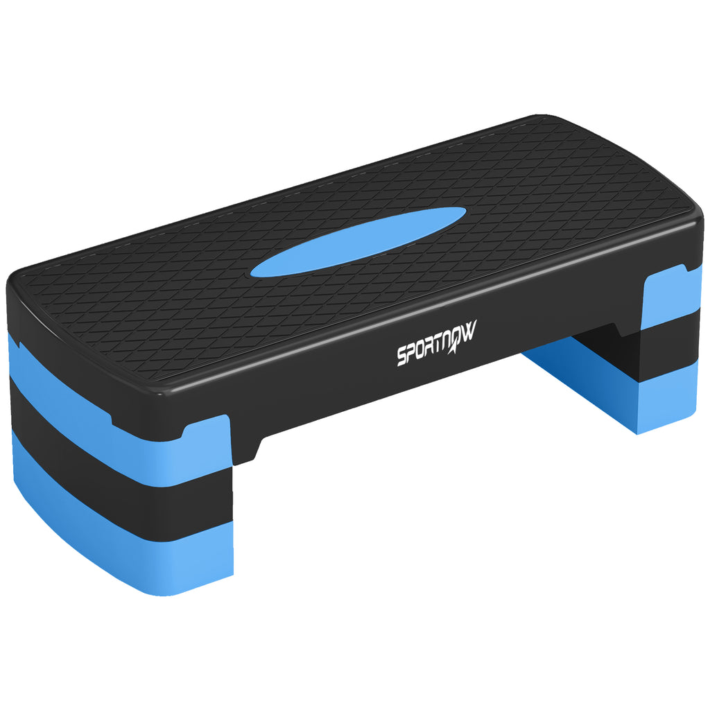Stepper Fitness Aérobic 3 Niveaux, Hauteur Réglable 10/15/20 cm avec Rehausses, Surface Antidérapante, 68x29x20cm, Bleu-0